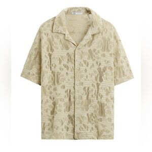 Zara Men's Casual Beige Button Down Shirt